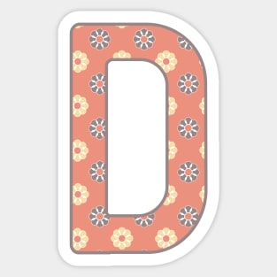 MONOGRAM LETTER D PINK FLORAL TYPOGRAPHY DESIGN Sticker